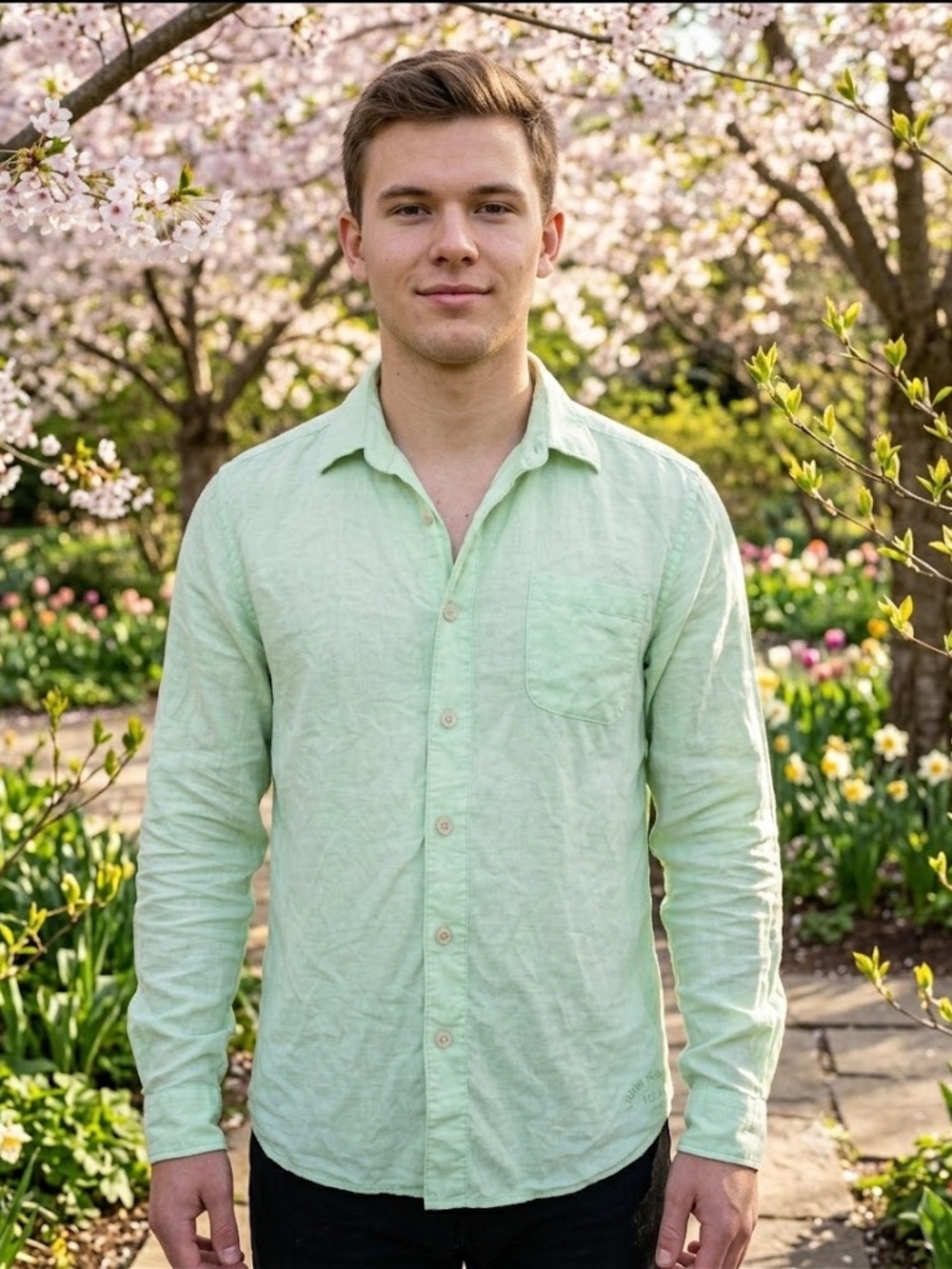 Tommy Bahama Pale Mint Linen Long Sleeve Button- Down Shirt size S